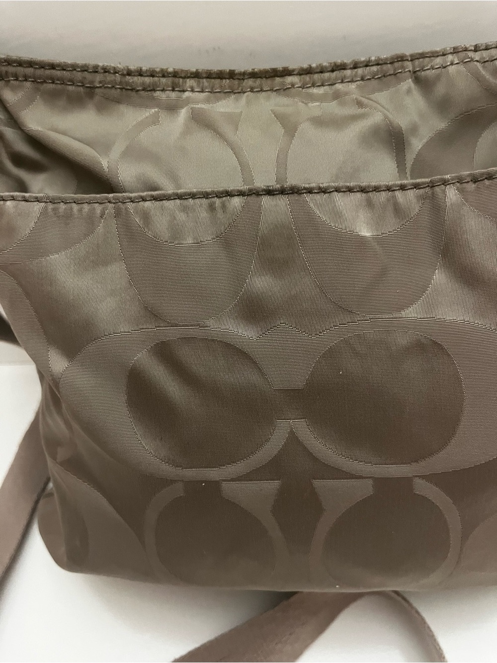 Coach Signature Getaway Nylon File Crossbody Bag Grey Taupe F77408 - Picture 5 of 14